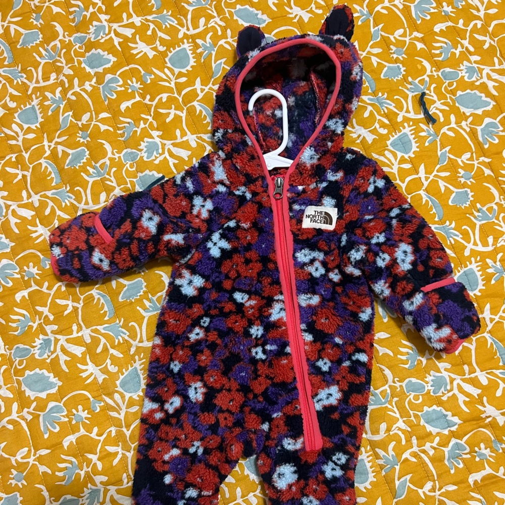 The North Face Kids One Piece in Red and Purple campshire onesie